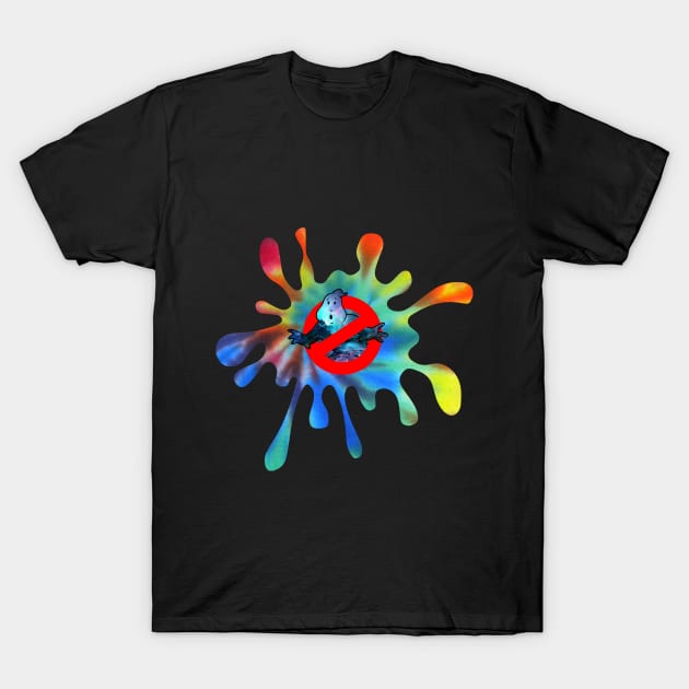 Ghostbusters Psychedelic No Ghost Tie Dye Splat on Black T-Shirt by Shappie112